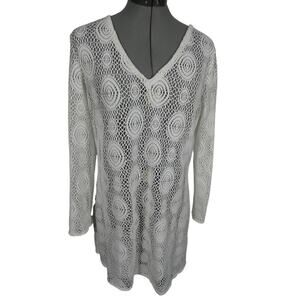Croft & Barrow Women's Medium Lacy Sheer Swimsuit Tunic Coverup Beach Resort